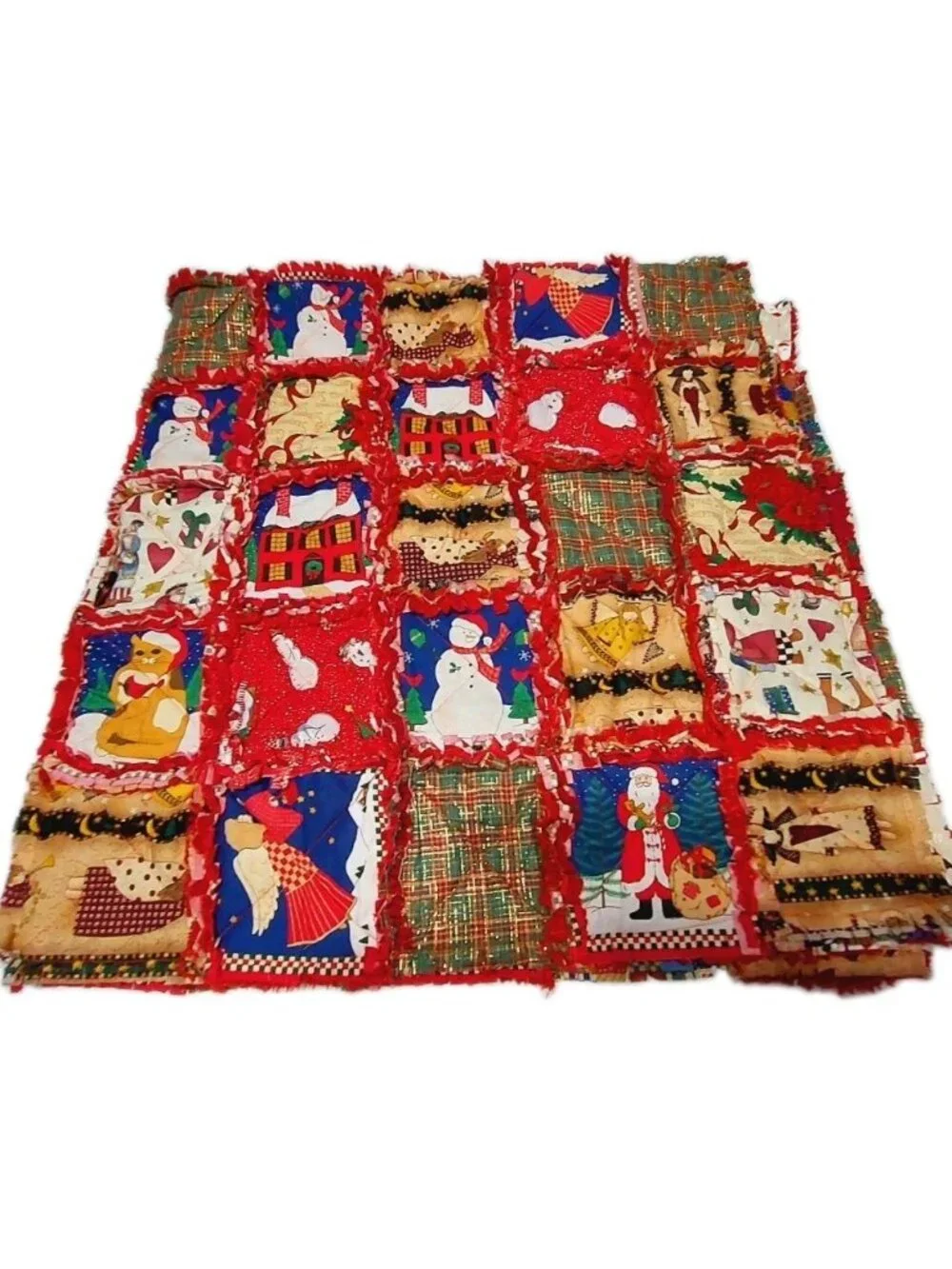 Christmas Rag Lap Throw Quilt 52